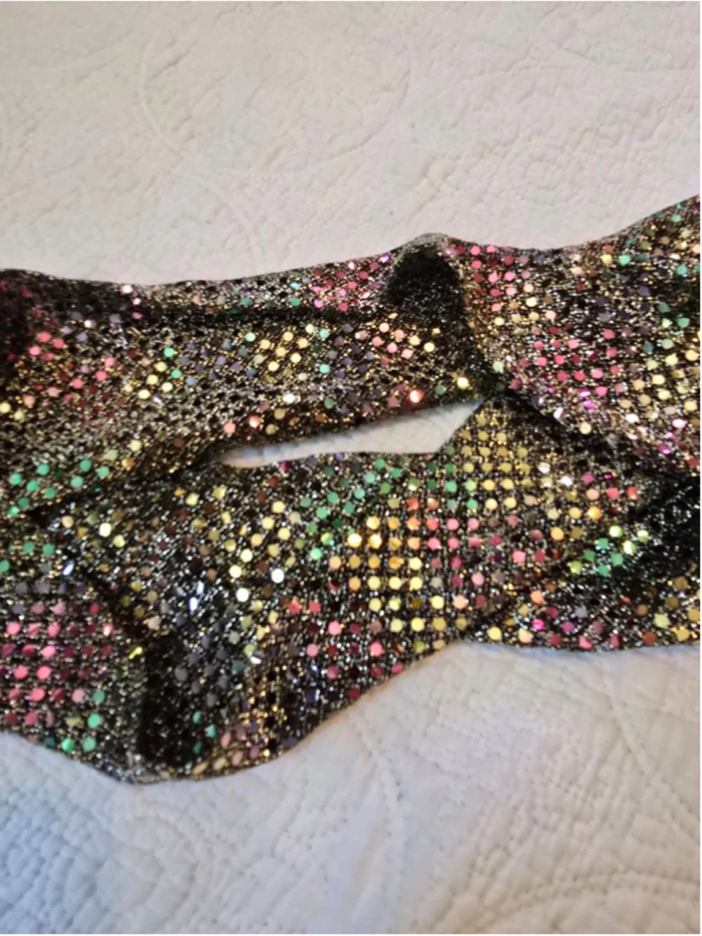 Women's Multicolor Rainbow Sequin Bandeau Top Reversible Festival Rave Beachwear